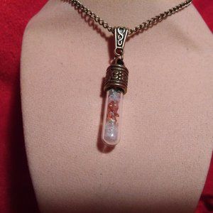 Bronze Necklace with Citrine and Light Green Aventurine